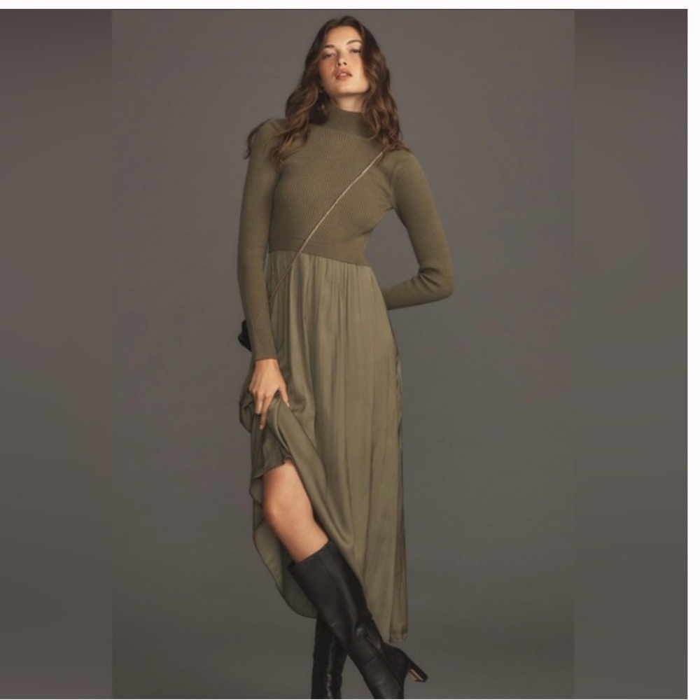 Anthropologie Thea Twofer Dress in Moss